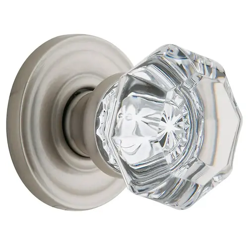 Estate Glass Knob Set Less Roses Satin Nickel