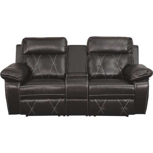 78 in. Black Faux Leather 2-Seater Bridgewater Sofa with Square Arms