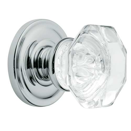 Estate Glass Knob Set w/5048 Rose Polished Chrome