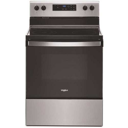Whirlpool WFE320M0JS 30 in. 5.3 cu. ft. 4-Burner Electric Range in Stainless Steel with Storage Drawer