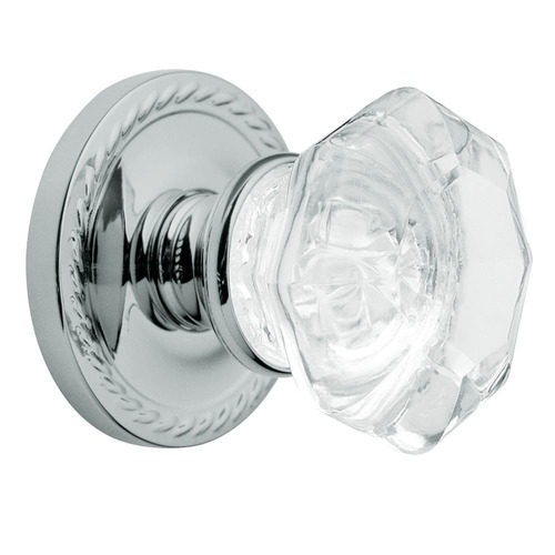 Estate Glass Knob Set Less Roses Polished Chrome