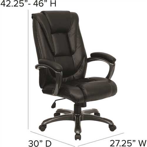 Faux Leather Swivel Ergonomic Office Chair in Black