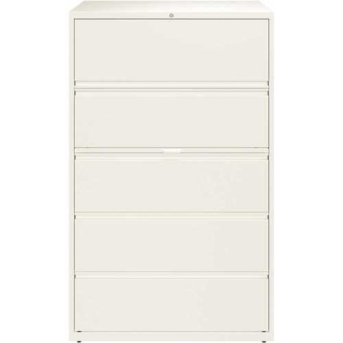 Hirsh Industries 23707 HL10000 White 42 in. Wide 5-Drawer Lateral File Cabinet with Posting Shelf and Roll-Out Binder Storage