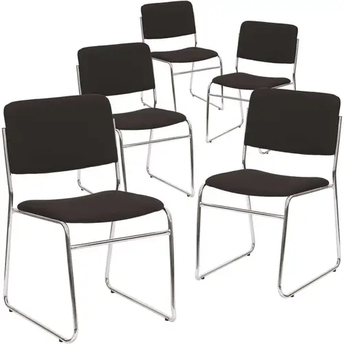 Black Fabric/Chrome Frame Fabric Side Stack Chair