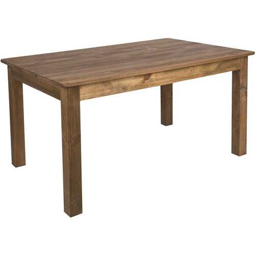 Antique Rustic Wood 4-Leg Dining Table Seats 8