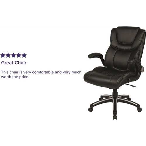 Faux Leather Swivel Ergonomic Office Chair in Black