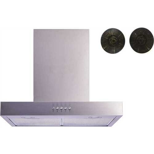 Winflo WR004C36F 36 in. Convertible Wall Mount Range Hood in Stainless Steel with Mesh Filters, Charcoal Filters and Push Button Control