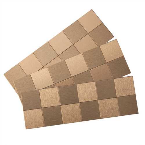 ASPECT A9451 Square Matted 12 in. x 4 in. Brushed Champagne Metal Decorative Tile Backsplash (1 sq. ft.)