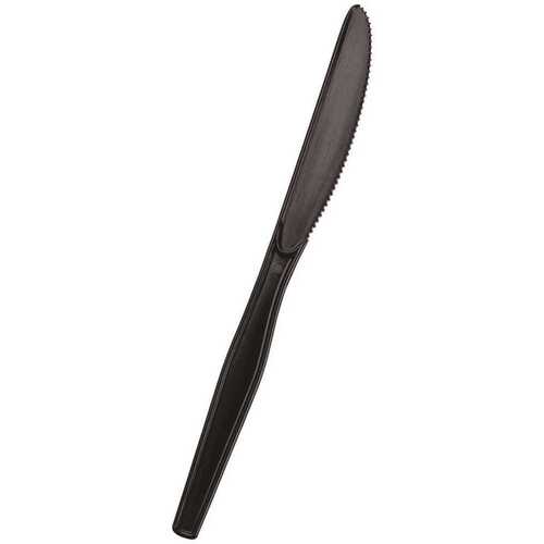 SmartStock Series-O Medium-Weight Black Disposable Polystyrene Plastic Knives - pack of 960