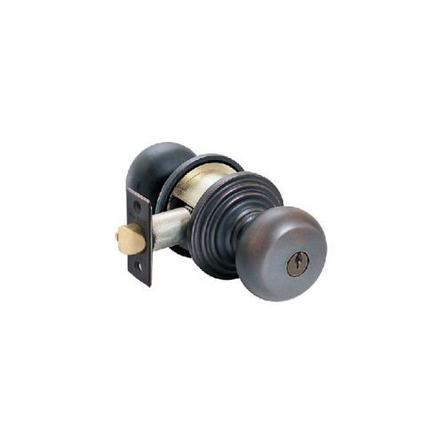 Providence Knob Keyed Entry With Regular Rose And Adjustable Latch Oil Rubbed Bronze Finish