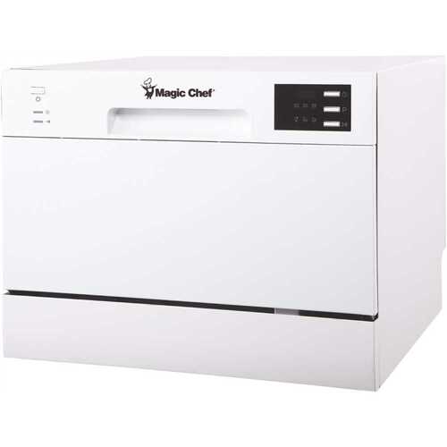 Magic Chef MCSCD6W5 21 in. White Electronic Countertop 120-volt Dishwasher with 6-Cycles, 6 Place Settings Capacity