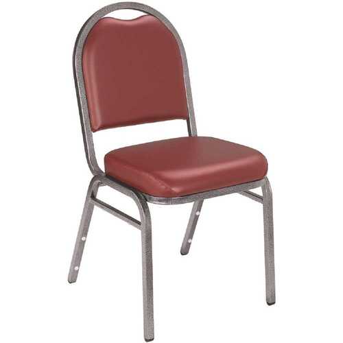 National Public Seating 9208-SV/2 9200 Series Pleasant Burgundy Seat/ Silver vein Frame Premium Vinyl Upholstered Stack Chair