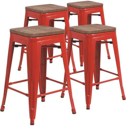 24 in. Red Bar Stool