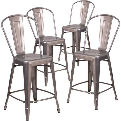 24.5 in. Clear Coated Bar Stool