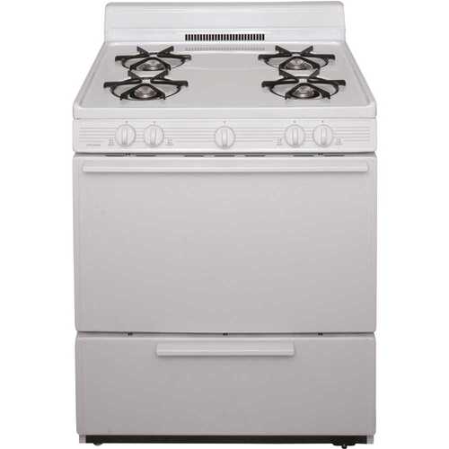 30 in. 3.91 cu. ft. Battery Spark Ignition Gas Range in White