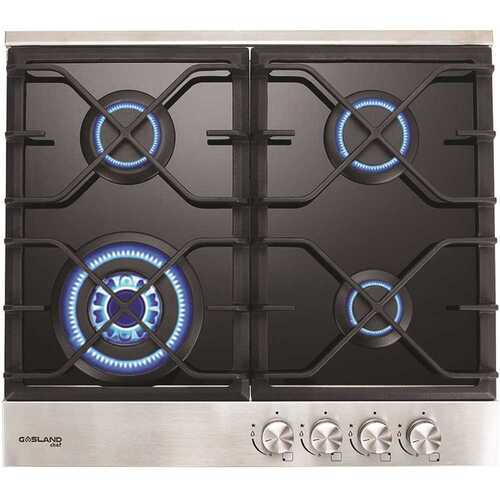 24 in. Built-In Gas Stove Top LPG Natural Gas Cooktop in Black Tempered Glass with 4-Sealed Burners ETL