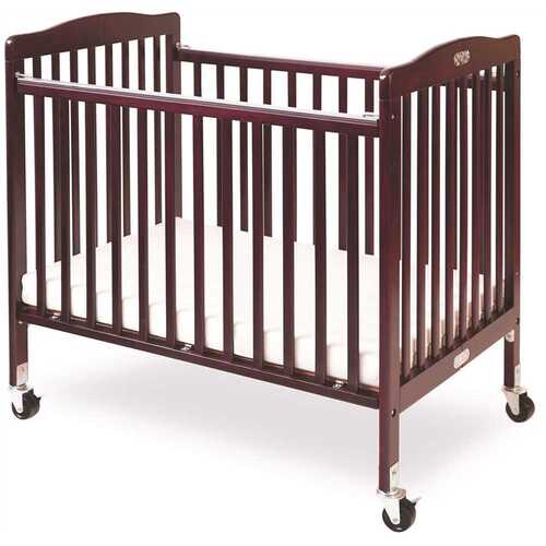 LA Baby CW-883A-C Little Wood Crib -Mini/Portable Folding Wood Crib-Cherry