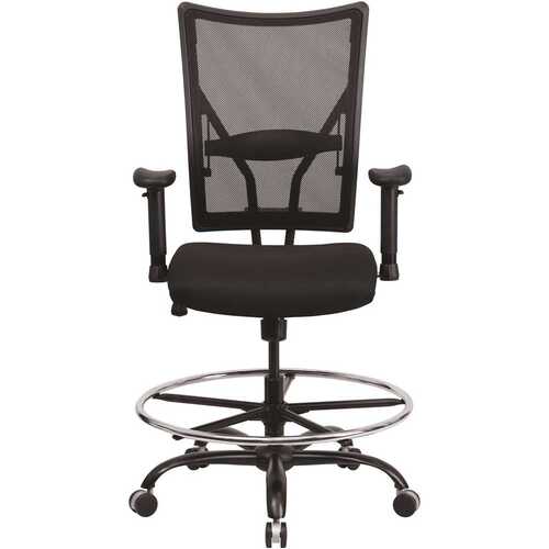 Fabric Adjustable Height Ergonomic Drafting Chair in Black