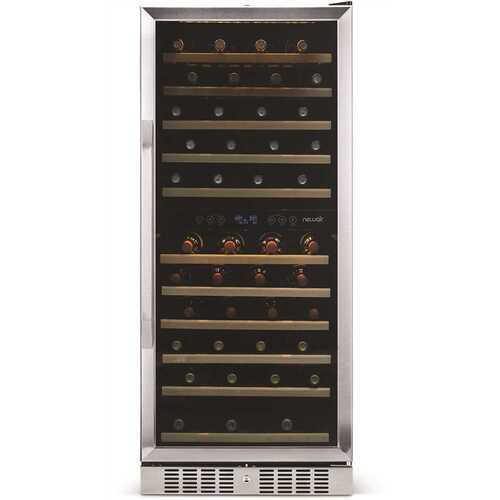 NewAir AWR-1160DB Dual Zone 116-Bottle Built-In Wine Cooler Fridge with Smooth Rolling Shelves and Quiet Operation - Stainless Steel
