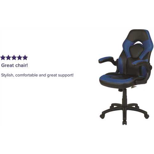 Blue LeatherSoft Upholstery Racing Game Chair