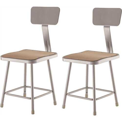 National Public Seating 6318B/2 NPS 18 in. Grey Heavy Duty Square Seat Steel Stool With Backrest