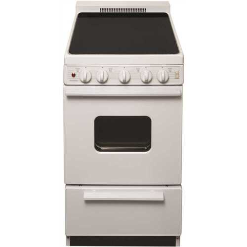 20 in. 2.42 cu. ft. Freestanding Smooth Top Electric Range in White