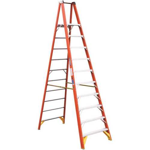 Werner P6210 10 ft. Fiberglass Platform Ladder (16 ft. Reach Height) with 300 lb. Load Capacity Type IA Duty Rating