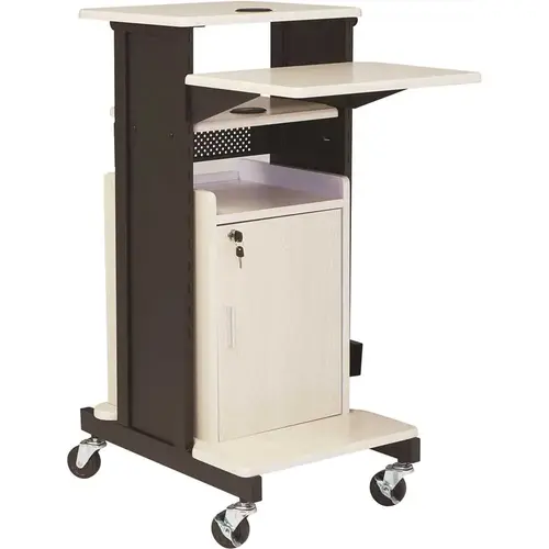 Oklahoma Sound PRC250 Premium Plus Presentation Cart with Storage Cabinet Black