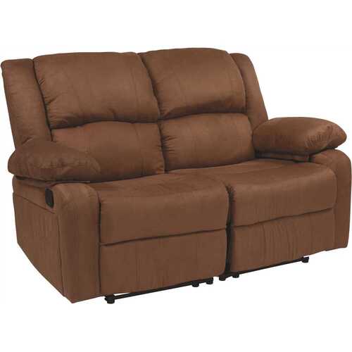 56 in. Chocolate Brown Faux Leather 2-Seater Reclining Loveseat with Flared Arms