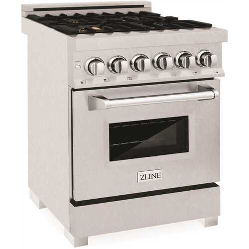 24 in. 4 Burner Dual Fuel Range with Brass Burners in Fingerprint Resistant Stainless Steel