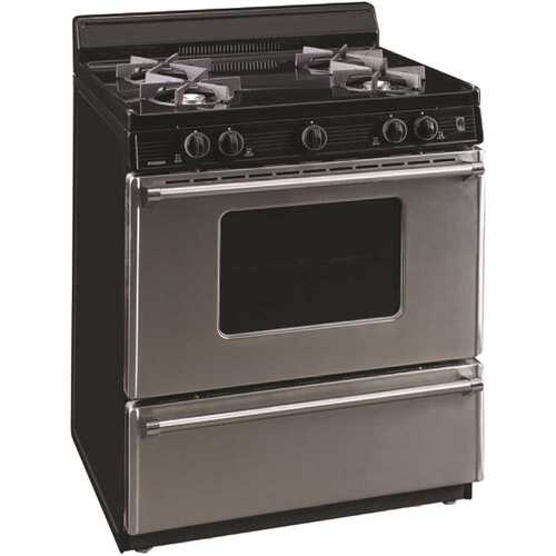 30 in. 3.91 cu. ft. Recessed Gas Range in. Stainless Steel 4-Burner with Power Cord