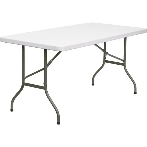 60 in. Granite White Plastic Tabletop Metal Frame Folding Table