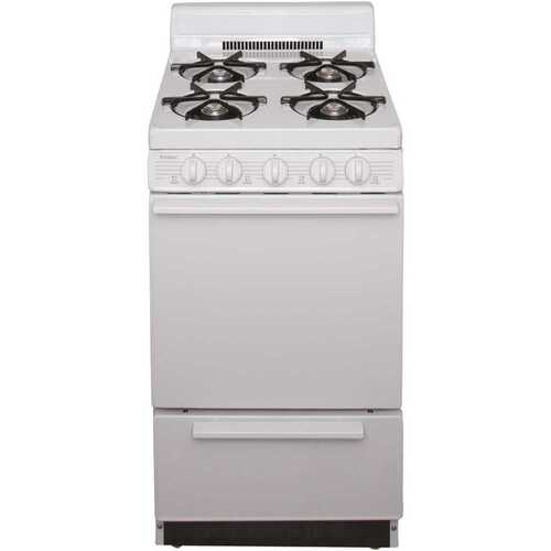 20 in. 2.42 cu. ft. Freestanding Battery Spark Ignition Gas Range in White