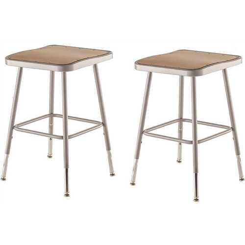 National Public Seating 6318H/2 19 in. to 27 in. Height Grey Adjustable Heavy-Duty Square Seat Steel Stool