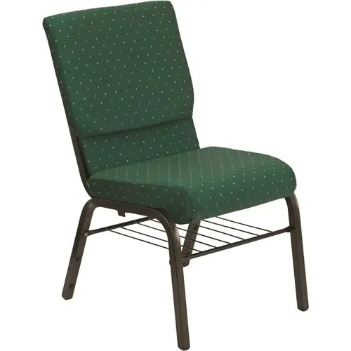 Green Patterned Fabric/Gold Vein Frame Stack Chair