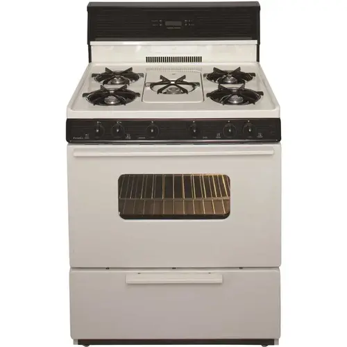 30 in. 3.91 cu. ft. Freestanding Gas Range with 5th Burner and Griddle Package in Biscuit