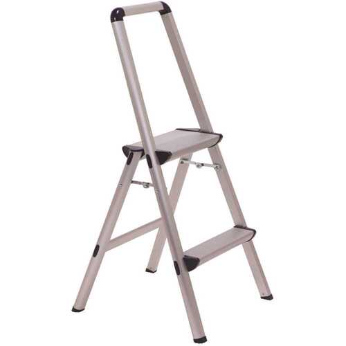 Xtend+Climb FT-2 Ultra 2-Step Light Weight Aluminum Stool Folding Step Stool with Handle ANSI Type II 225 lbs. Duty Rating
