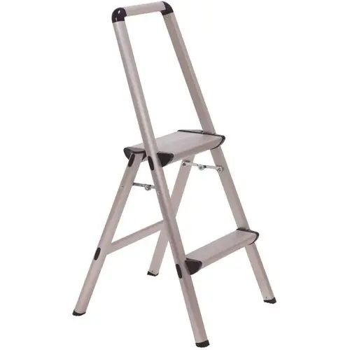 Ultra 2-Step Light Weight Aluminum Stool Folding Step Stool with Handle ANSI Type II 225 lbs. Duty Rating