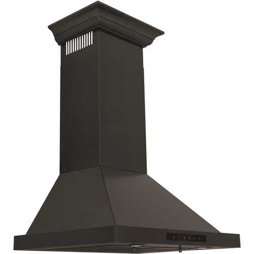 ZLINE Kitchen and Bath BSKBNCRN-24 24 in. 400 CFM Convertible Vent Wall Mount Range Hood with Crown Molding in Black Stainless Steel