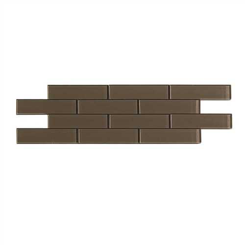 Subway Matted 12 in. x 4 in. Leather Glass Decorative Tile Backsplash