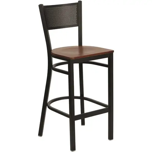 Carnegy Avenue 28.5 in. Cherry Wood Seat/Black Metal Frame Bar Stool