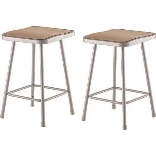 National Public Seating 6324/2 24 in. Grey Heavy-Duty Square Seat Steel Stool
