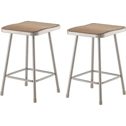 24 in. Grey Heavy-Duty Square Seat Steel Stool