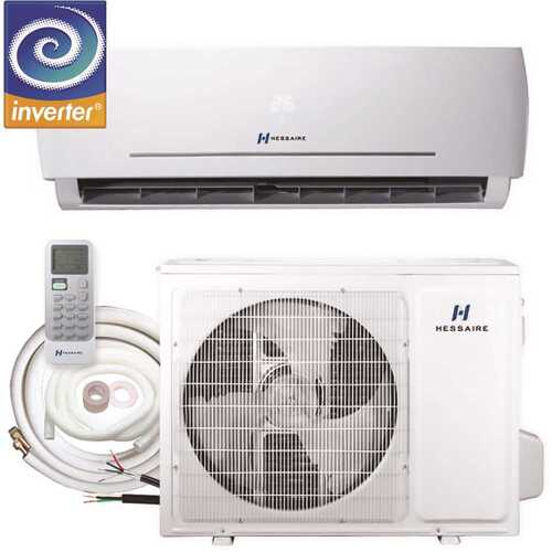 Hessaire H12HP1A-B 12,000 BTU 1.0 Ton Ductless Mini Split Air Conditioner with Inverter, Heat Pump, and 16 ft. Copper Line 115V