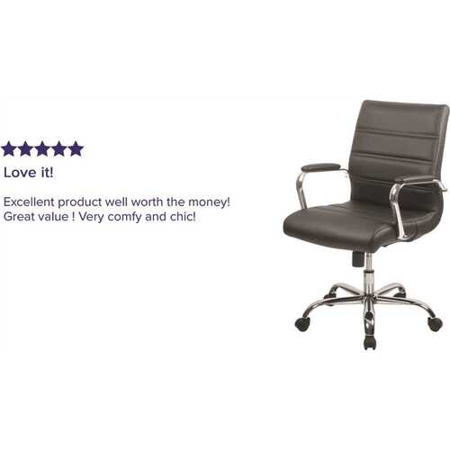 23 in. Width Standard Black/Chrome Faux Leather Task Chair