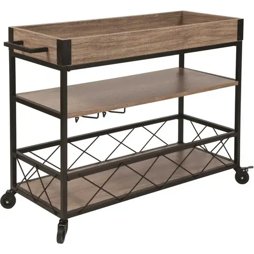 Light Oak Bar Cart With Wheels