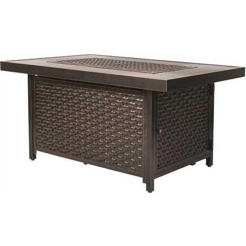 Baker 48 in. x 24 in. Rectangle Aluminum Propane Fire Pit Table in Antique Bronze