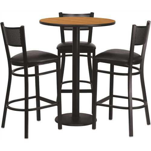 Natural Top/Black Vinyl Seat Table and Chair Set