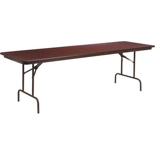 96 in. Mahogany Wood Table top Material Folding Banquet Tables Brown