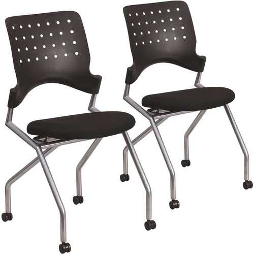 Carnegy Avenue CGA-WL-20663-BL-HD Black Fabric Nesting Fabric Side Chairs